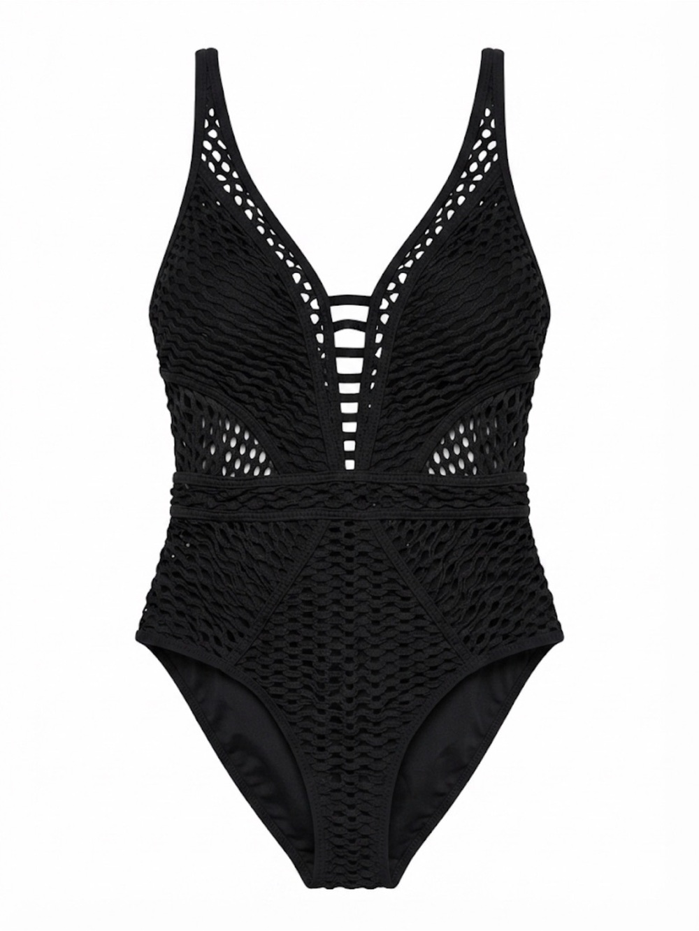BECCA Black Crochet One-Piece Swimwear